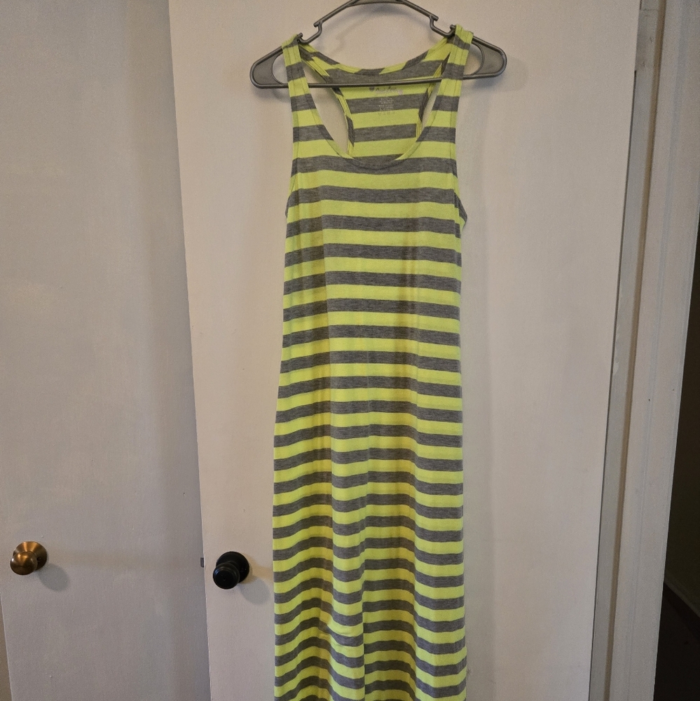 Striped Yellow and Gray Sleeveless Dress